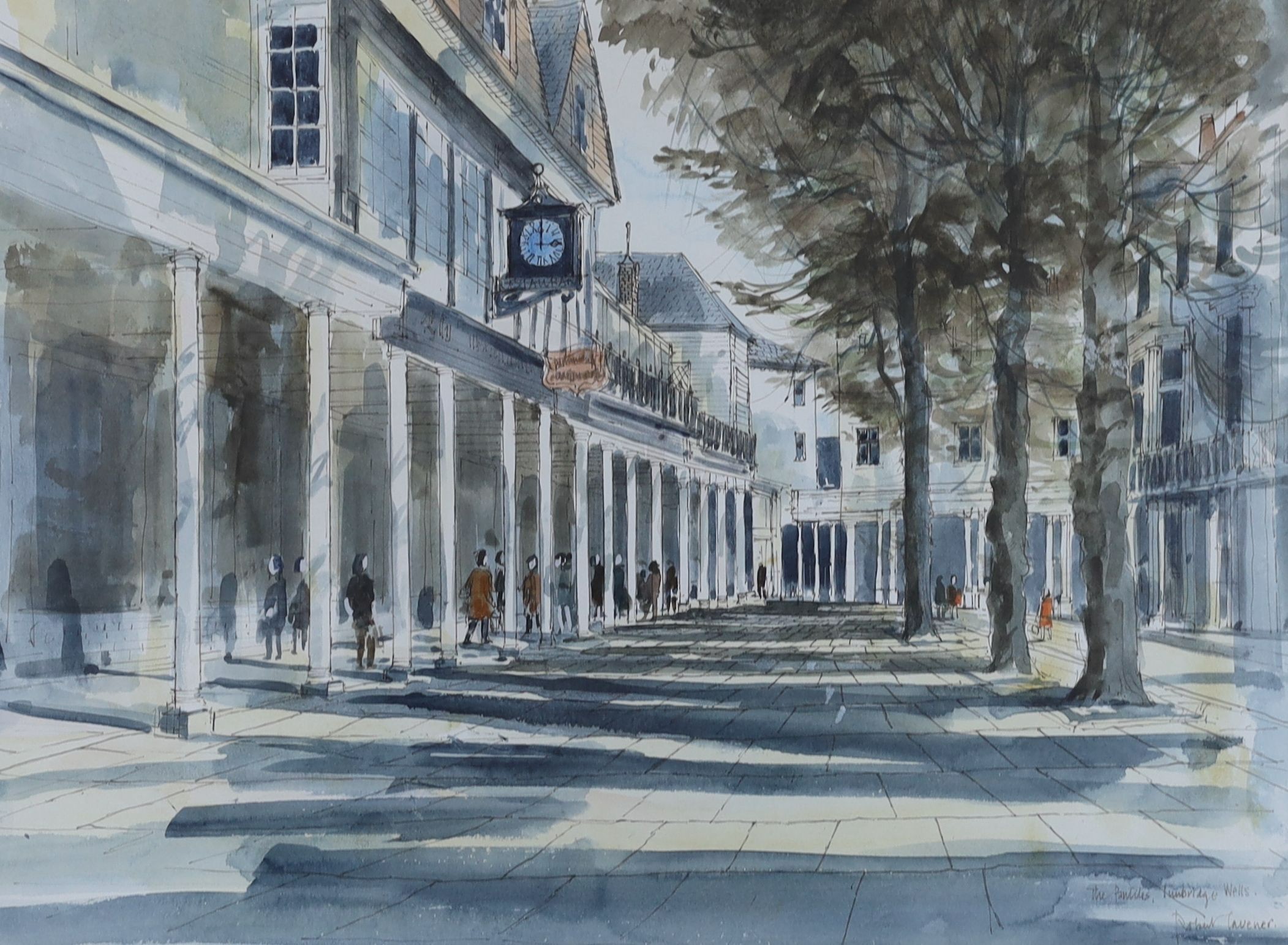 Robert Tavener (1920-2004), ink and watercolour, 'The Pantiles - No.2, Tunbridge Wells', signed, 35 x 46cm